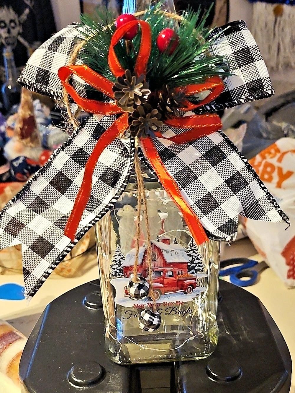 Christmas Barn Jar Decor